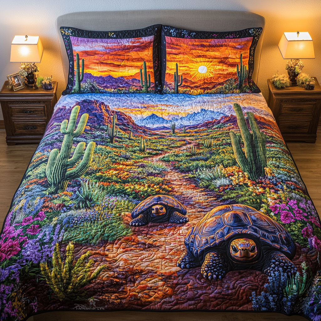 Peaceful Roamer Quilted Bedding Set Cozy Bedroom Decor Cactus Related Gifts