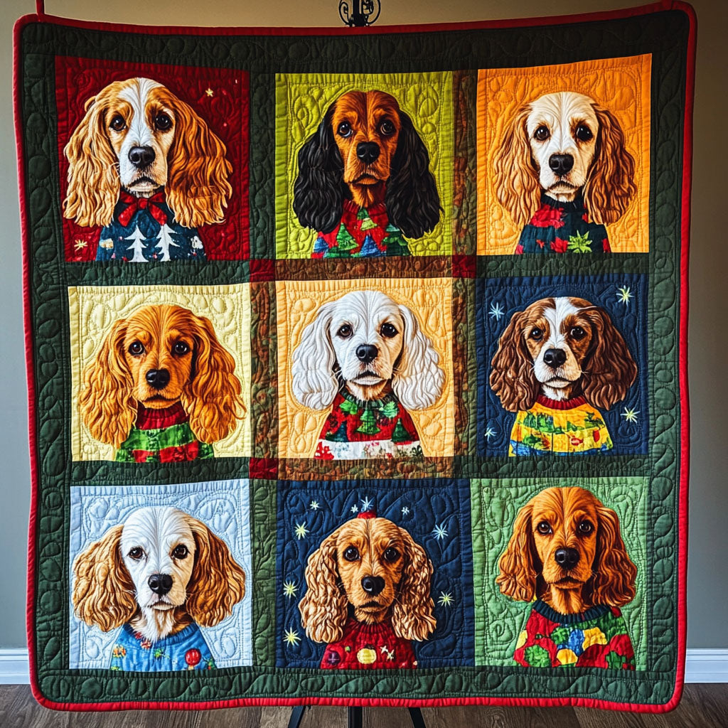 Peaceful Spaniel Quilted Blanket Gift For Animal Lover