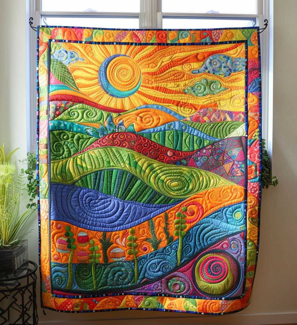 Peaceful Sun Oasis Quilted Blanket Cute Blankets For Her