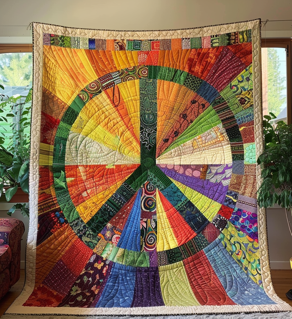 Peaceful Sunburst Quilted Blanket Unique Fleece Blankets
