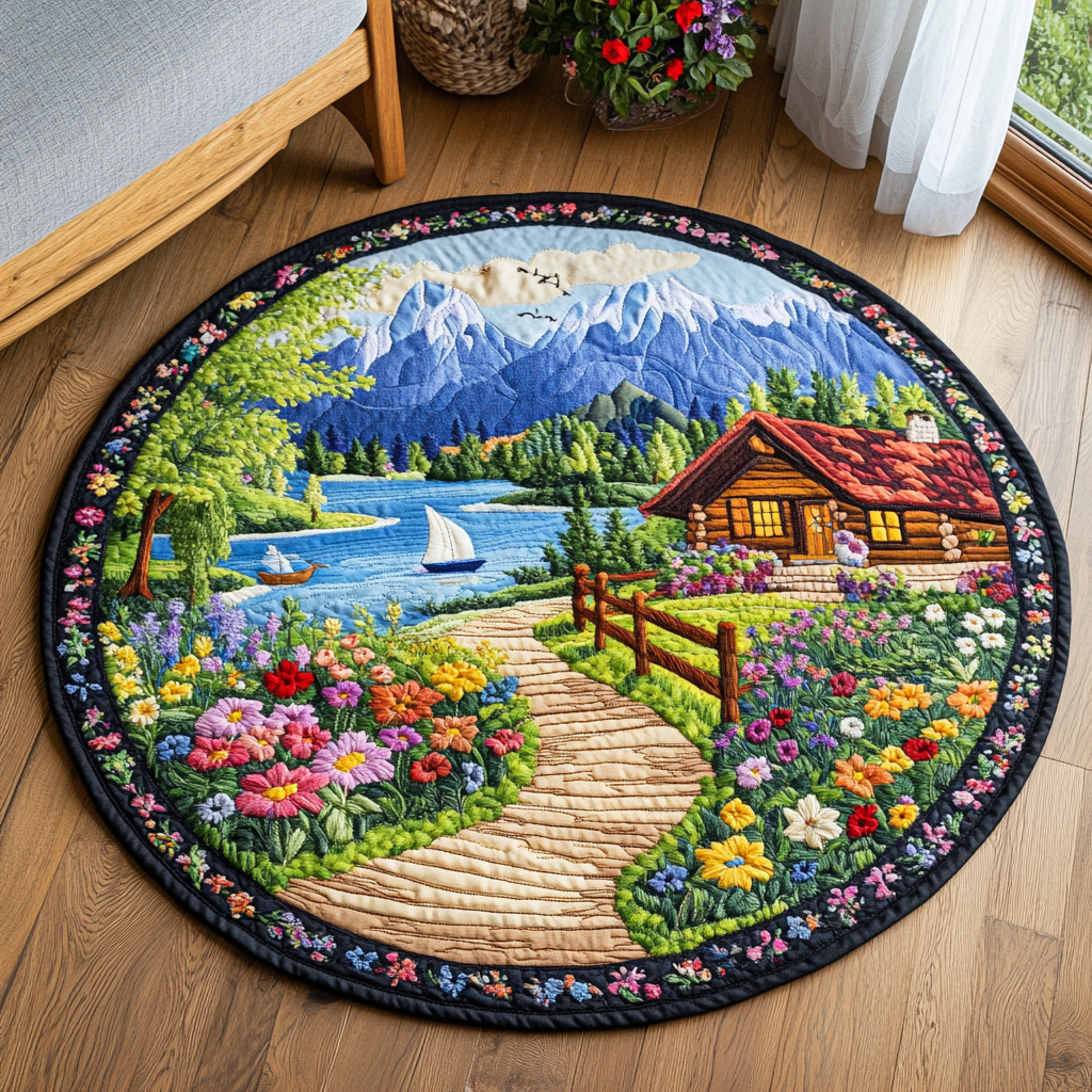 Peaceful Terrain Quilted Round Mat Entryway Design Ideas Sunflower Presents Merchandise