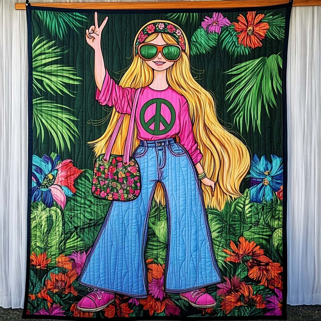 Peaceful Vibes Quilted Blanket Cute Blankets For Girlfriend