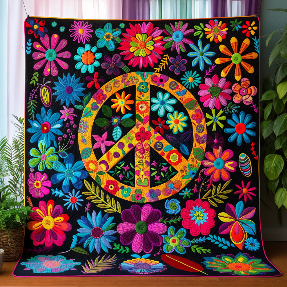 Peaceful Vibes Quilted Blanket Cute Blankets For Her