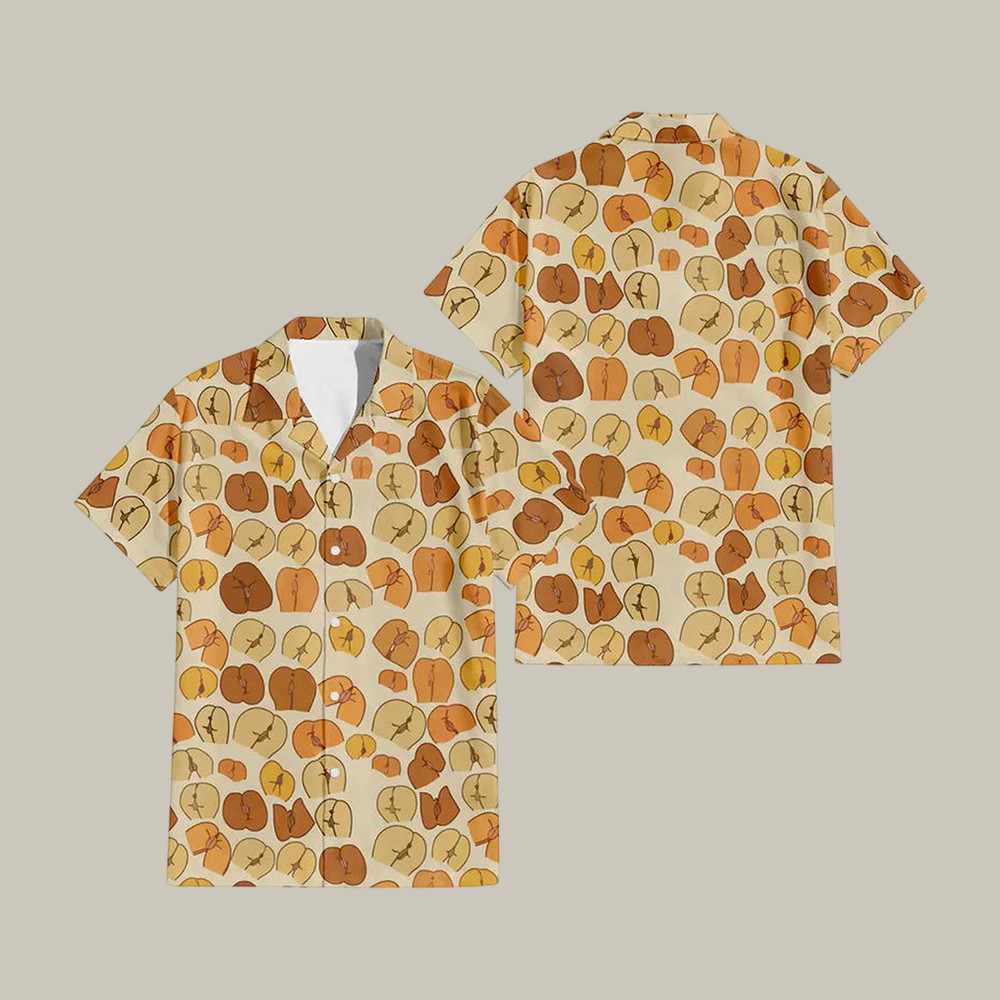 Peaches Butt Hawaiian Shirt Funny Aloha Shirt Present Idea For Best Friends