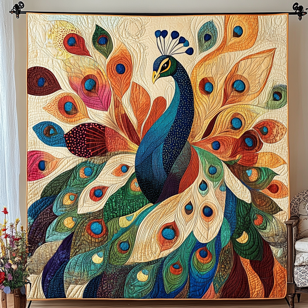 Peacock Bliss Quilted Blanket Best Throw Blanket Peacock Lovers Gifts For Men