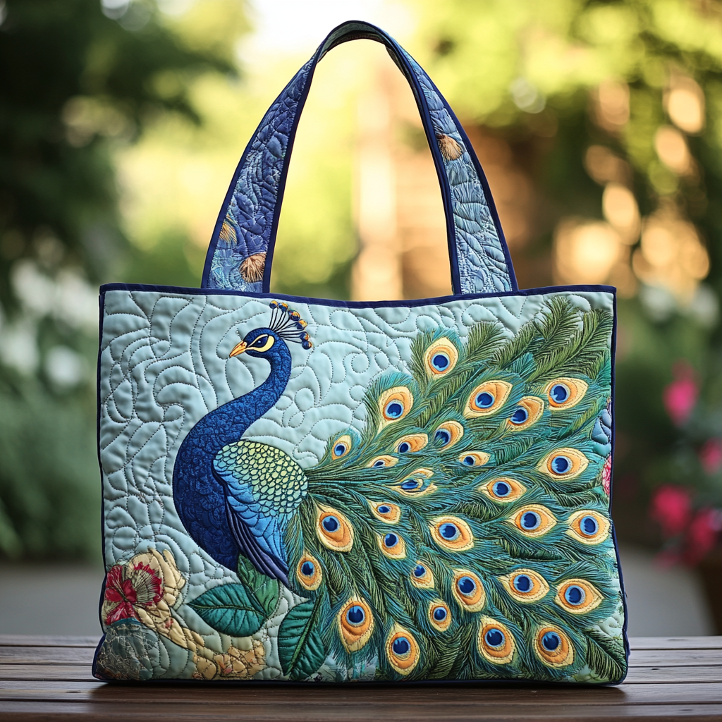 Peacock Dream Quilted Tote Bag Peacock Gifts For Her