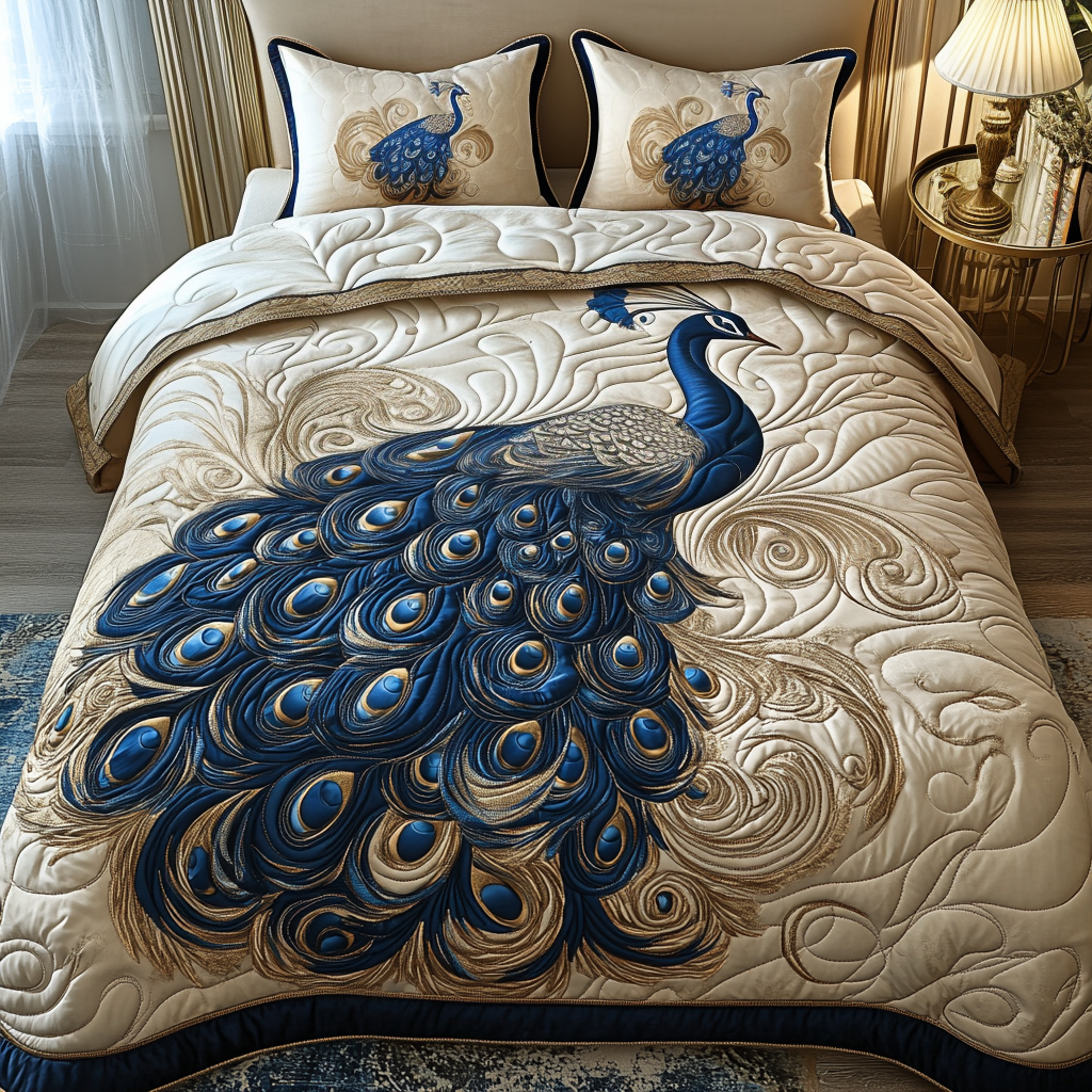 Peacock Dreams Quilted Bedding Set Bed Decorations Gifts For Peacock Lovers