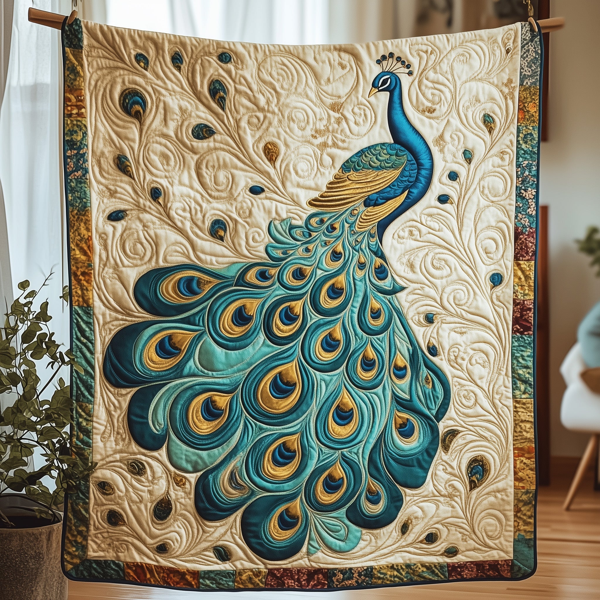 Peacock Elegance Quilted Blanket Merchandise Throw BlanketAwesome Peacock Gift Ideas
