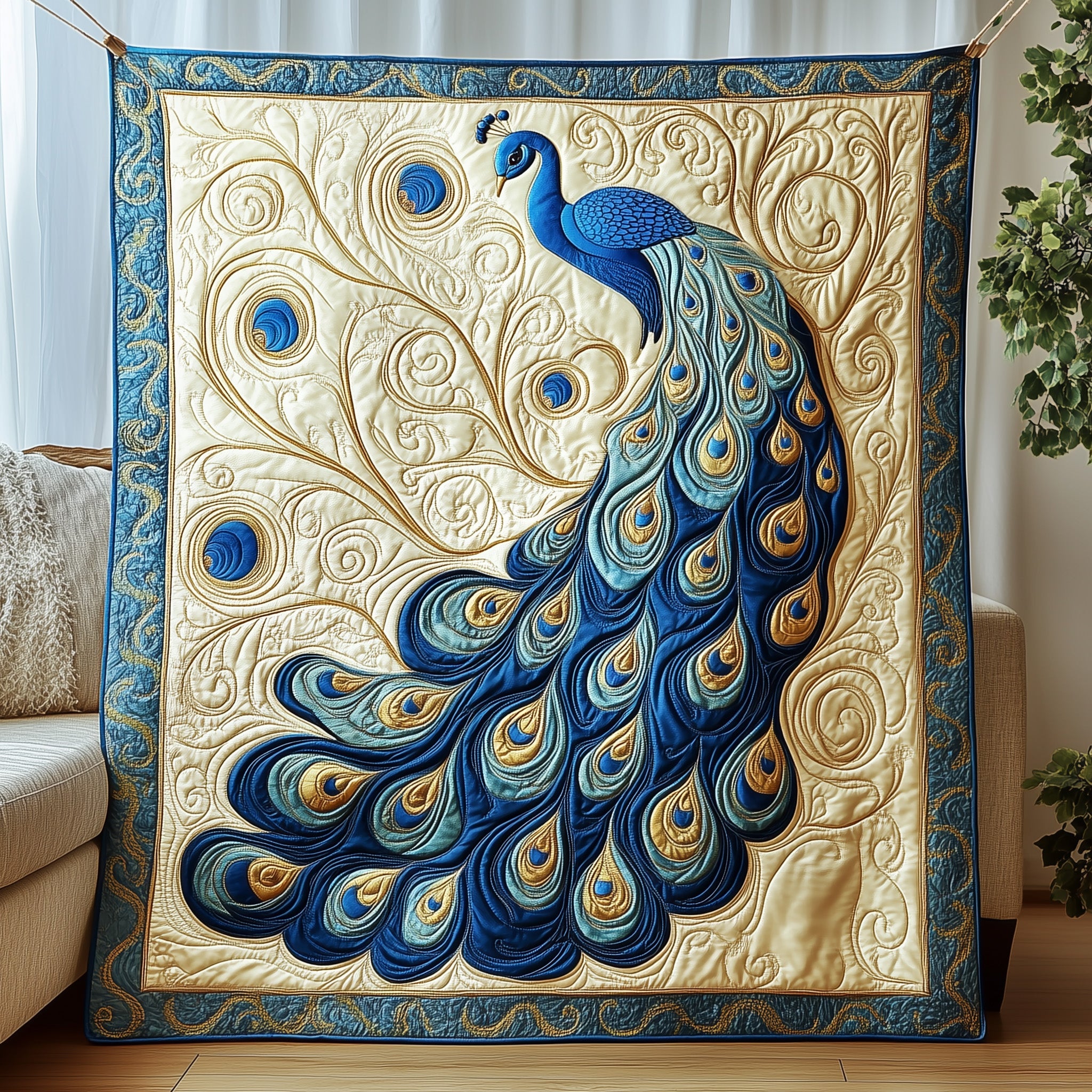 Peacock Elegance Quilted Blanket Merchandise Throw BlanketPeacock Lovers Gifts For Men