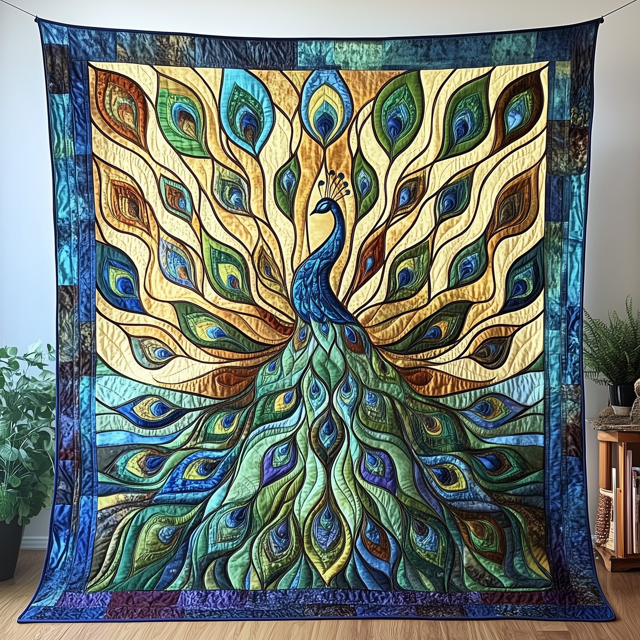 Peacock Elegance Quilted Blanket Merchandise Throw BlanketPeacock Lovers Gifts For Women