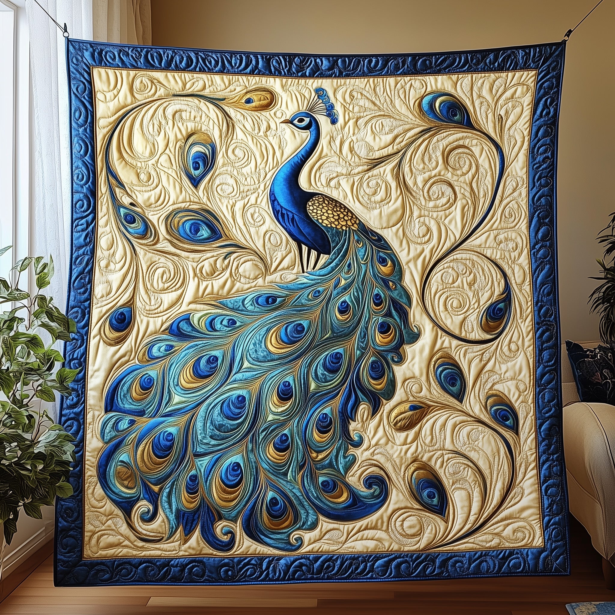 Peacock Elegance Quilted Blanket Merchandise Throw BlanketPeacock Lovers Presents