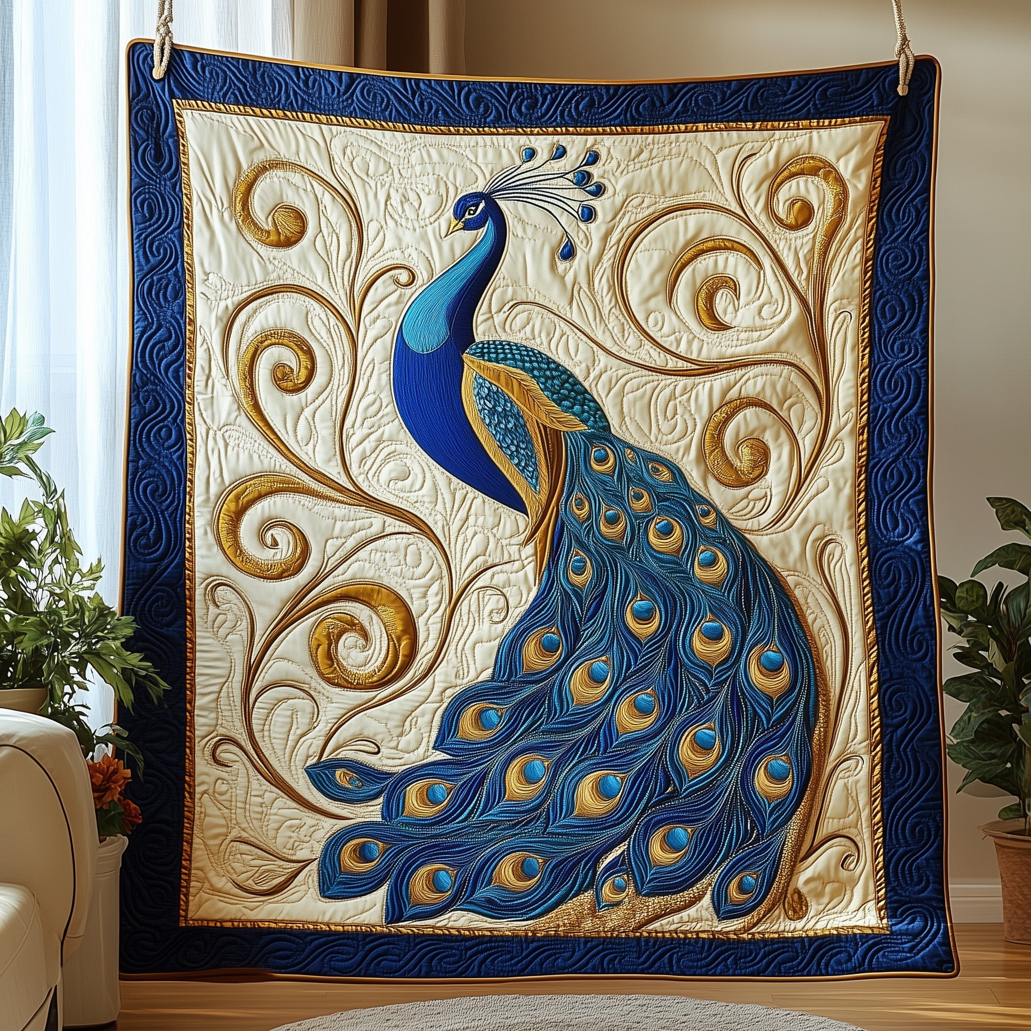 Peacock Elegance Quilted Blanket Merchandise Throw BlanketUnique Peacock Gift Ideas