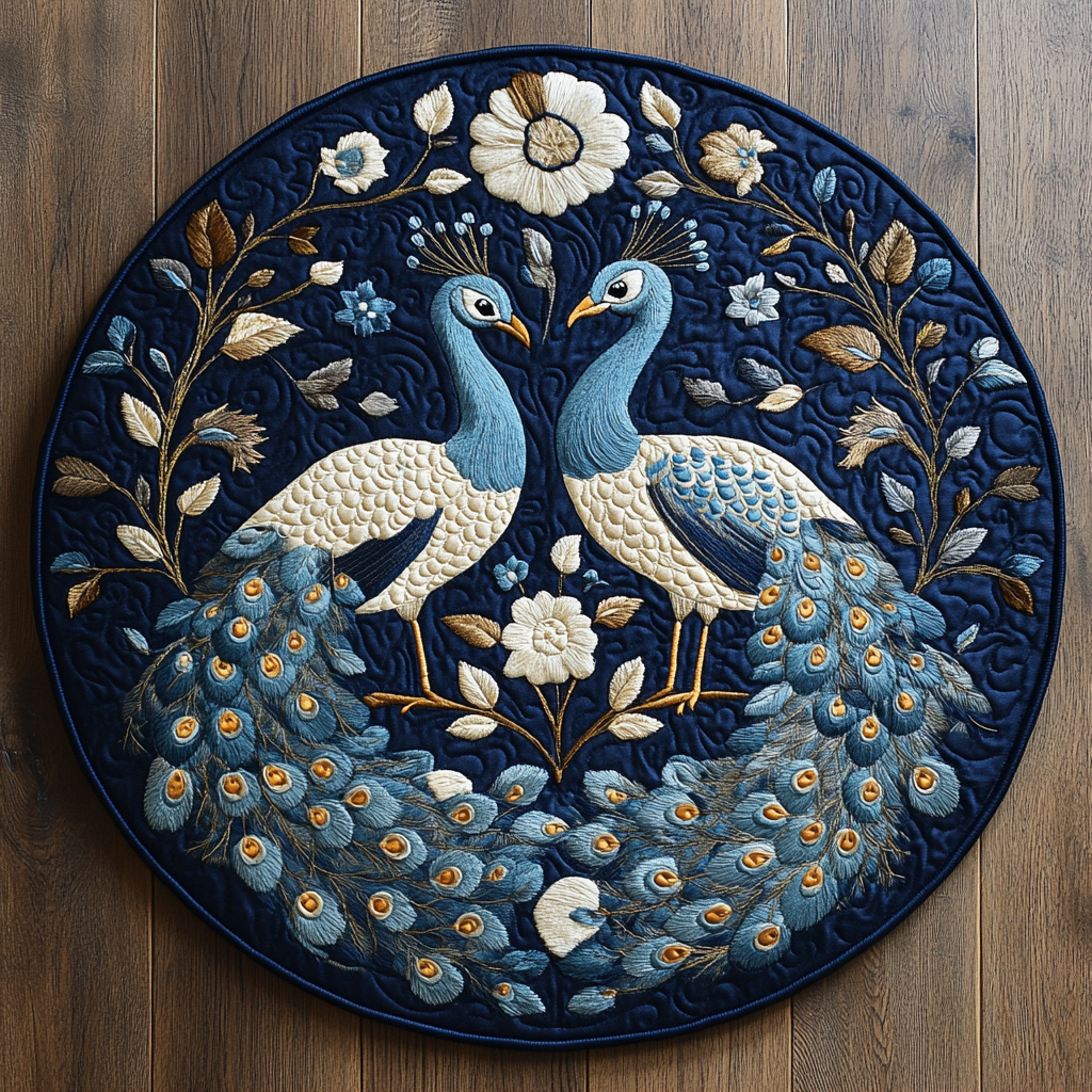 Peacock Grace Quilted Round Mat Front Door Decor Practical Gifts For Farmers