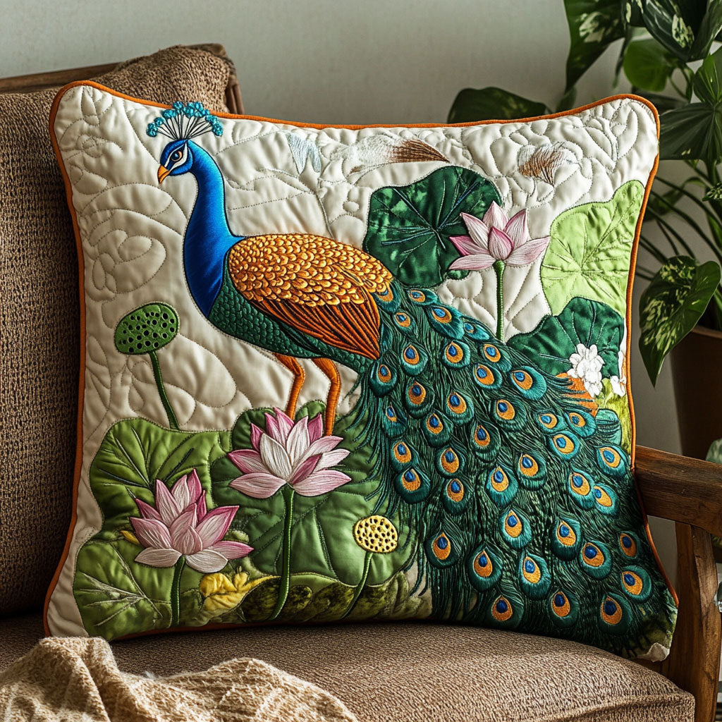 Peacock Lotus Quilt Pillow Case Perfect Pillowcase Gift for Everyday Relaxation