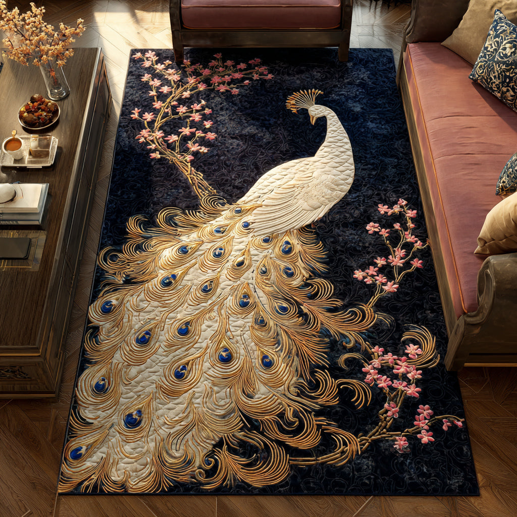 Peacock Night Blossom Area Rug Dining Table Decor Best Gifts For Birders