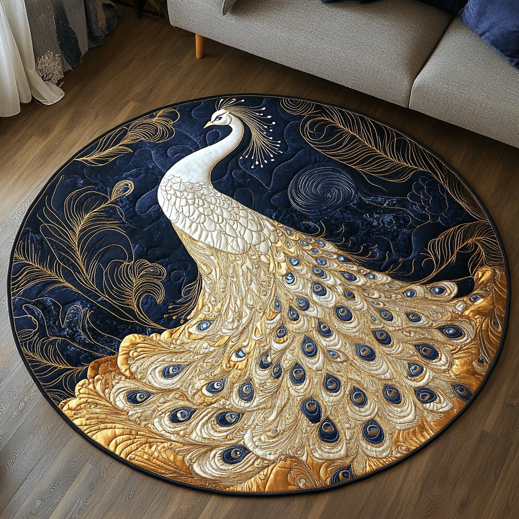 Peacock Pride Quilted Round Mat Home Entrance Decor Ideas Gift Ideas For Farmers