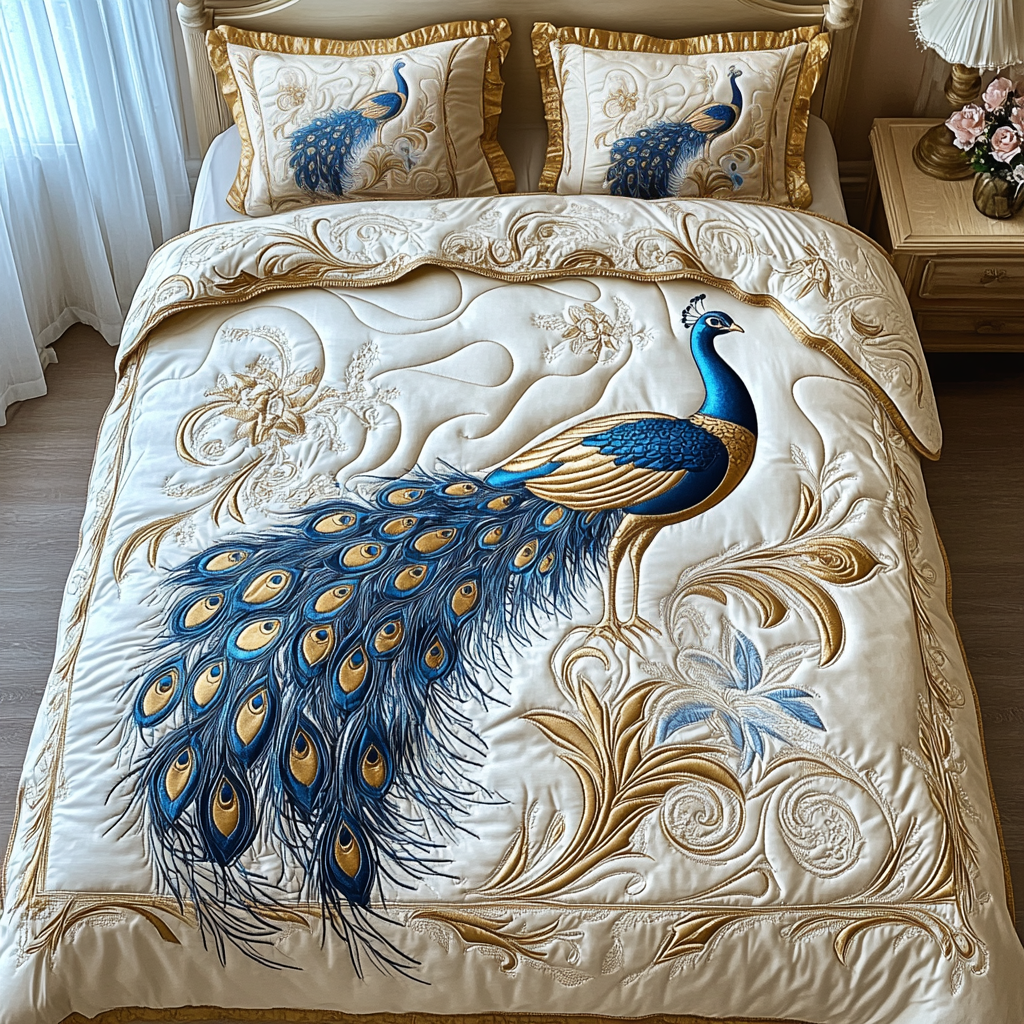Peacock Quilted Bedding Set Bedroom Decorations Unique Peacock Gift Ideas