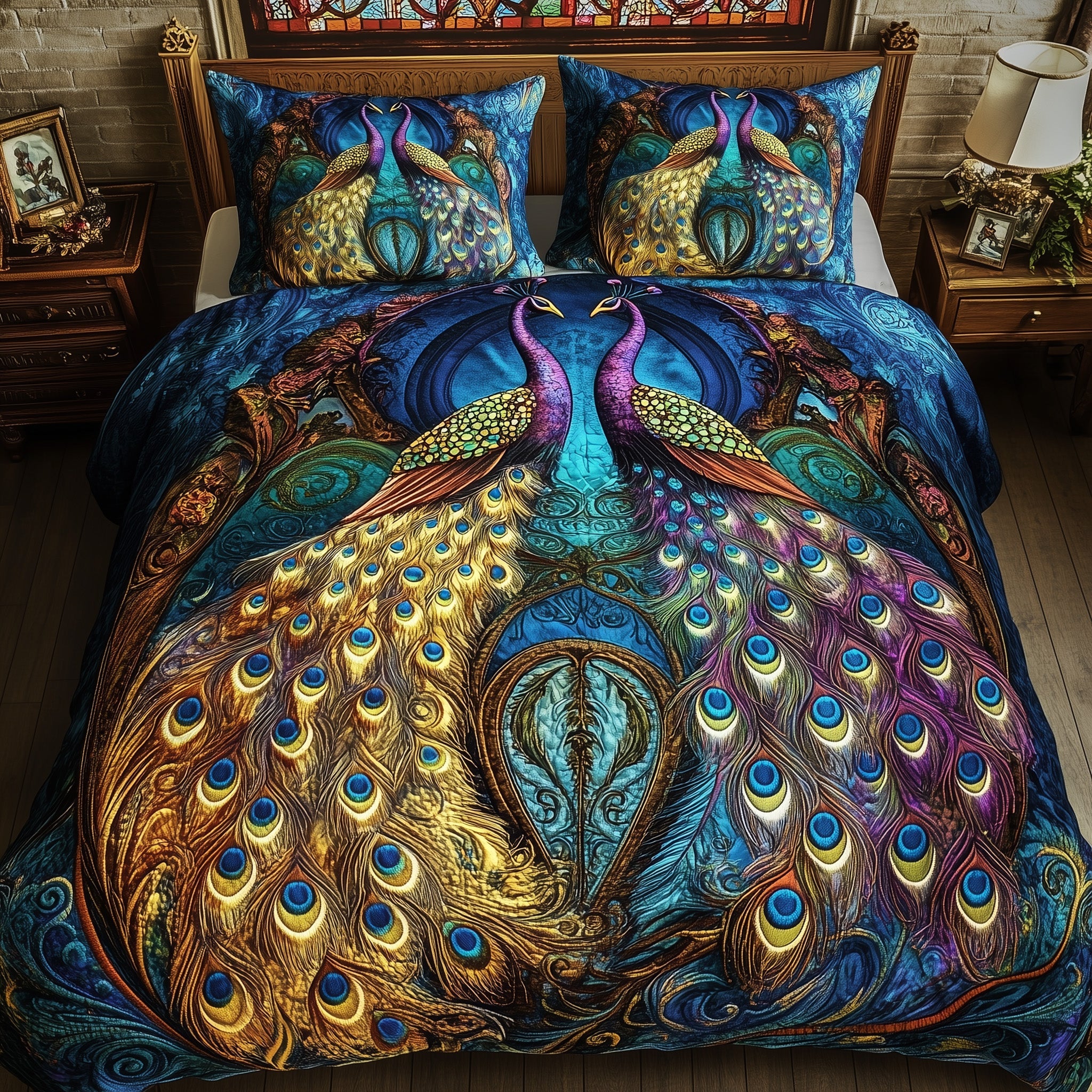 Peacock Quilted Bedding Set Duvet Cover Merchandise Peacock Lovers Gifts For Women