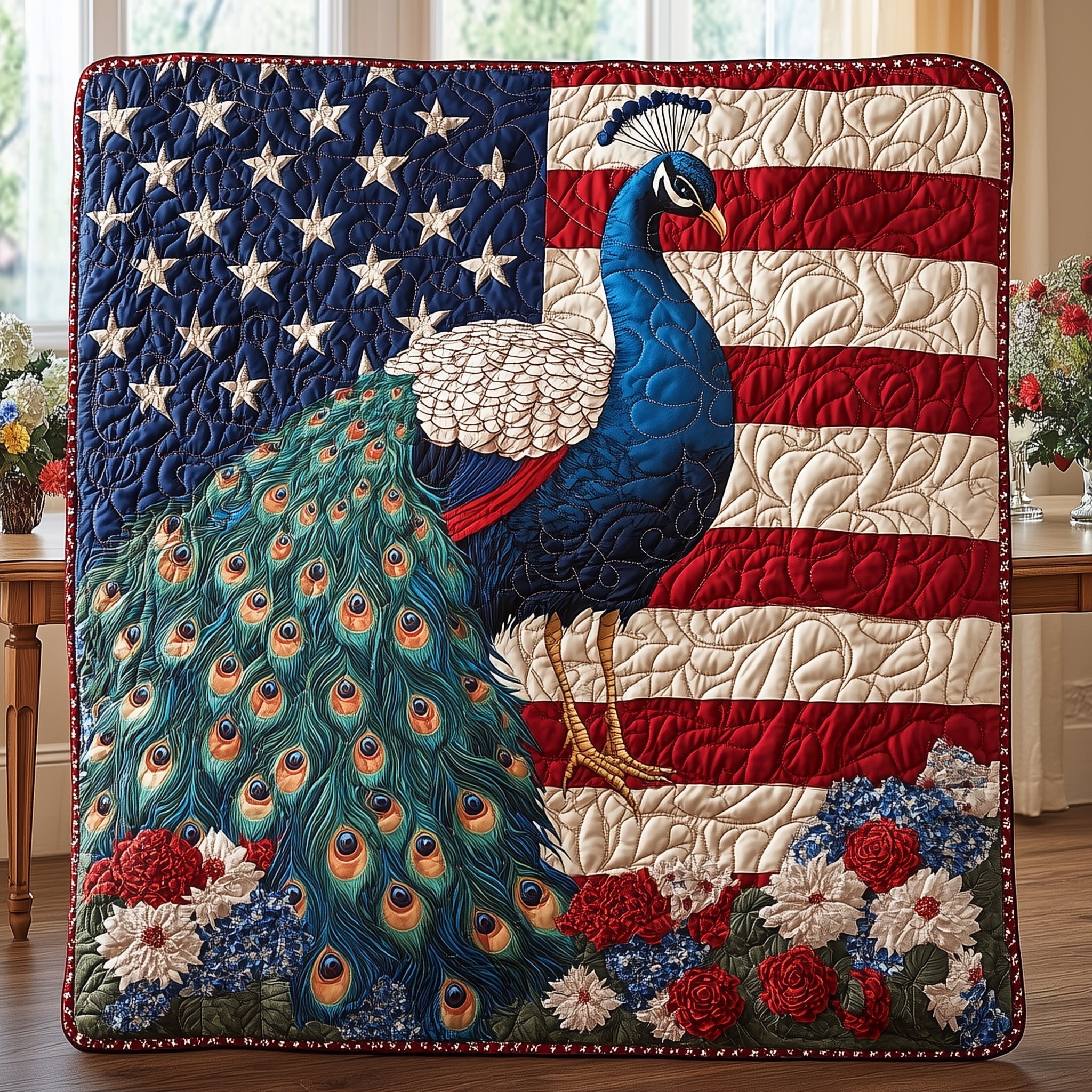Peacock Quilted Blanket Merchandise Throw BlanketPeacock Gifts For Her