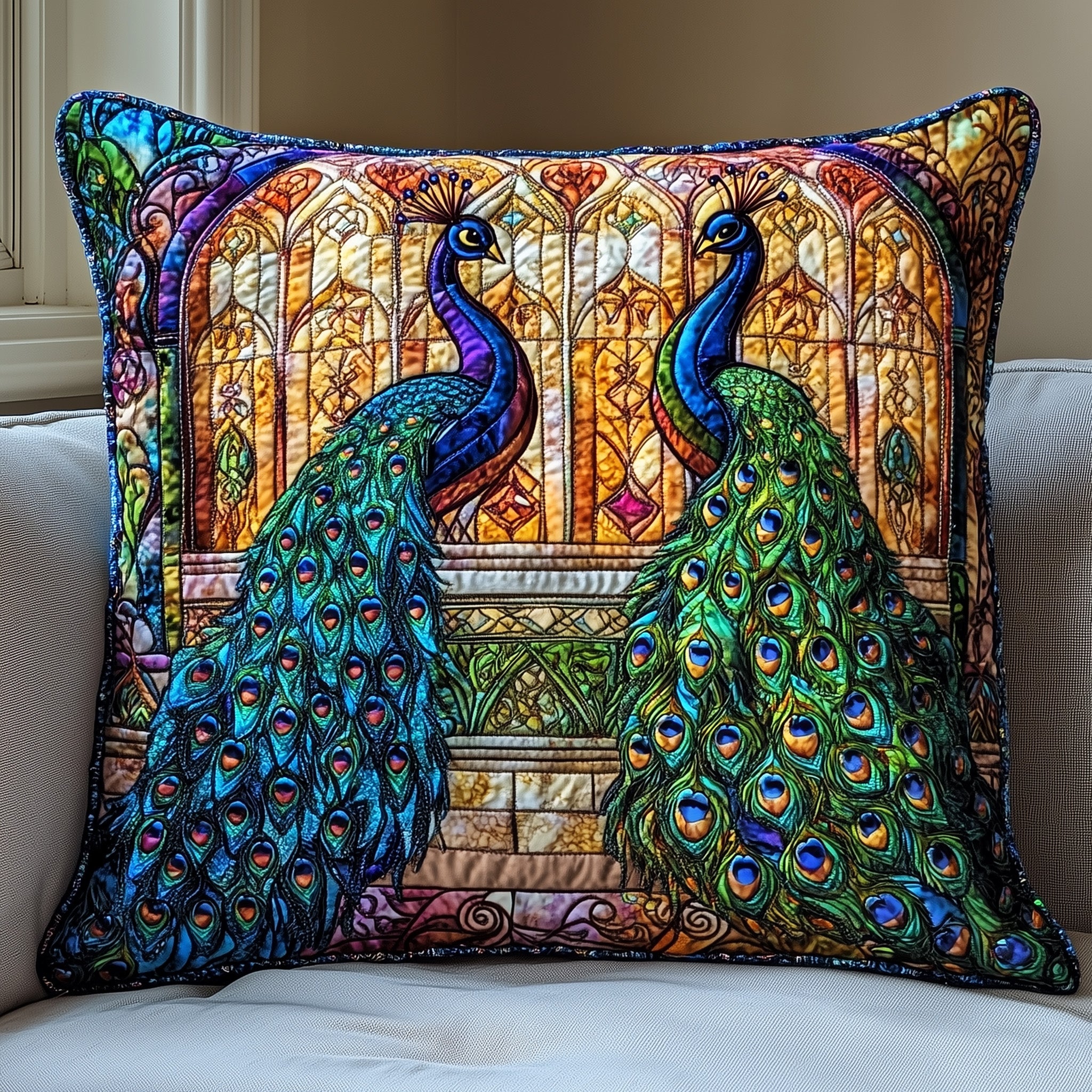 Peacock Quilted Pillow Case Pillow Protector CoverBrother And Sister Christmas Gifts