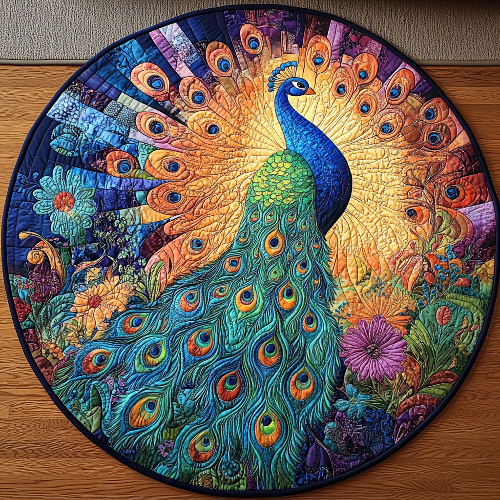 Peacock Quilted Round Mat Front Door Entryway Ideas Gifts For Farmer