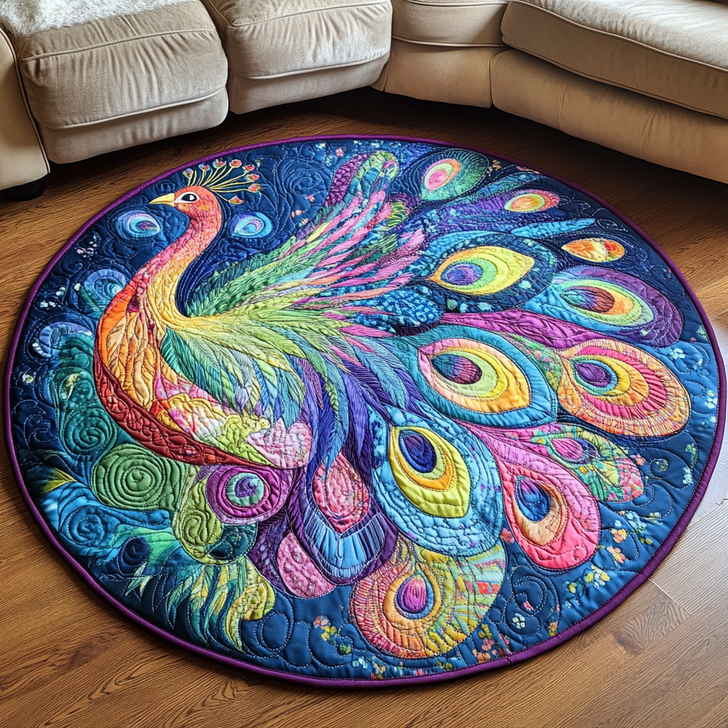 Peacock Quilted Round Mat Front Entryway Ideas Farmer Present Ideas