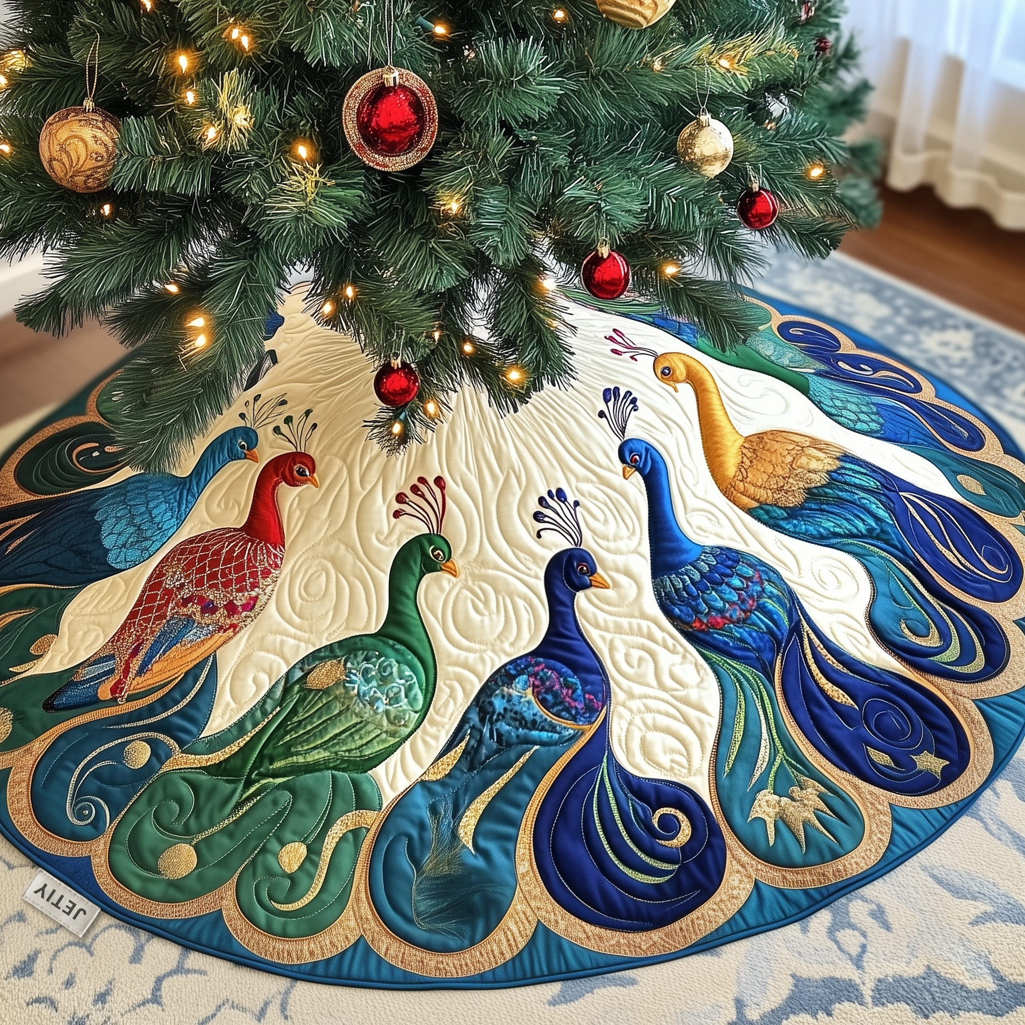 Peacock Quilted Tree Skirt Adorable Easter Gift Merch Perfect Christmas Gift Merch