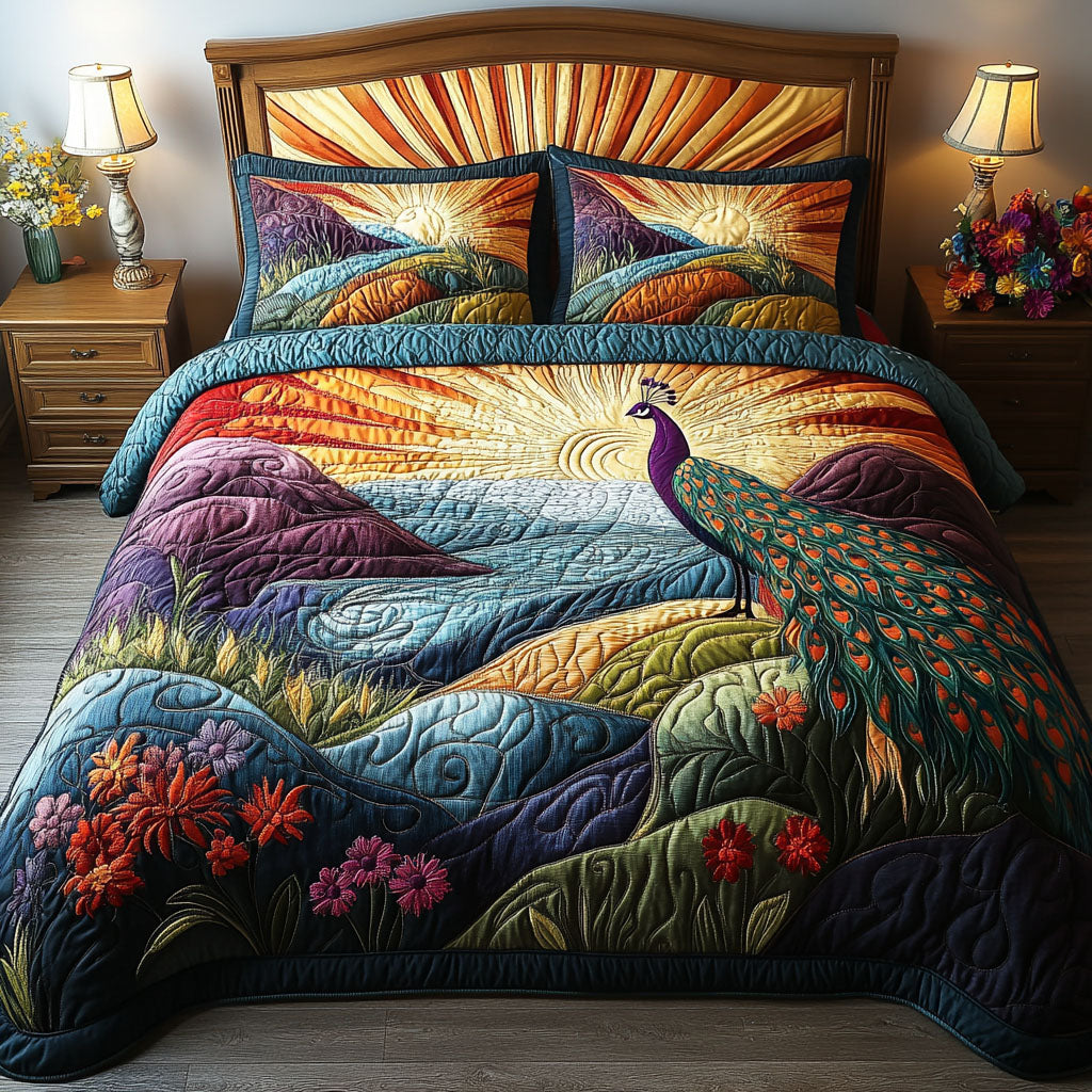 Peacock Serenity Quilted Bedding Set Bedroom Decorations Peacock Lovers Presents