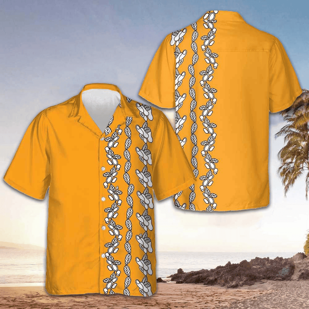 Peanut Leaves Hawaiian Shirt Yellow Button Up Shirt Gifts For Brother