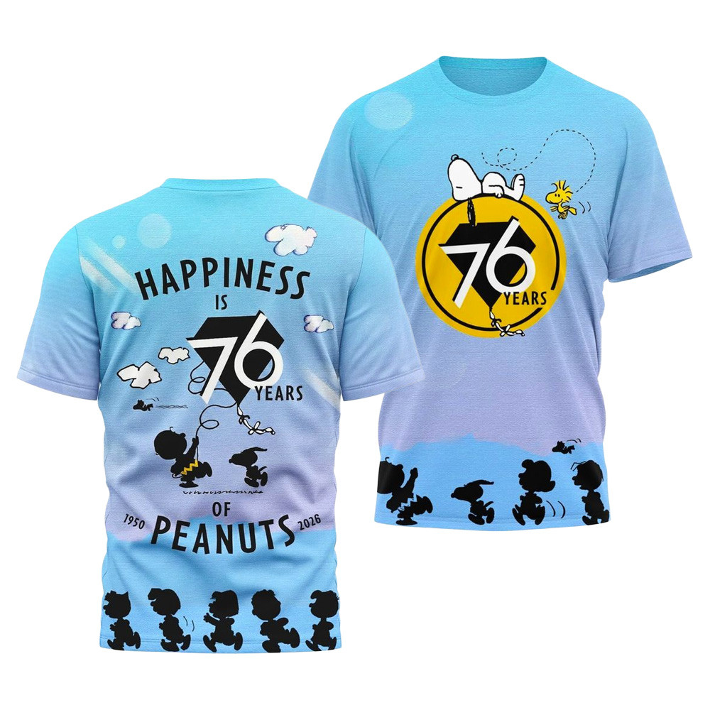 Peanuts 76 Years T-Shirt Happiness Is 76 Years Of Peanuts Shirt Birthday Gift For Son
