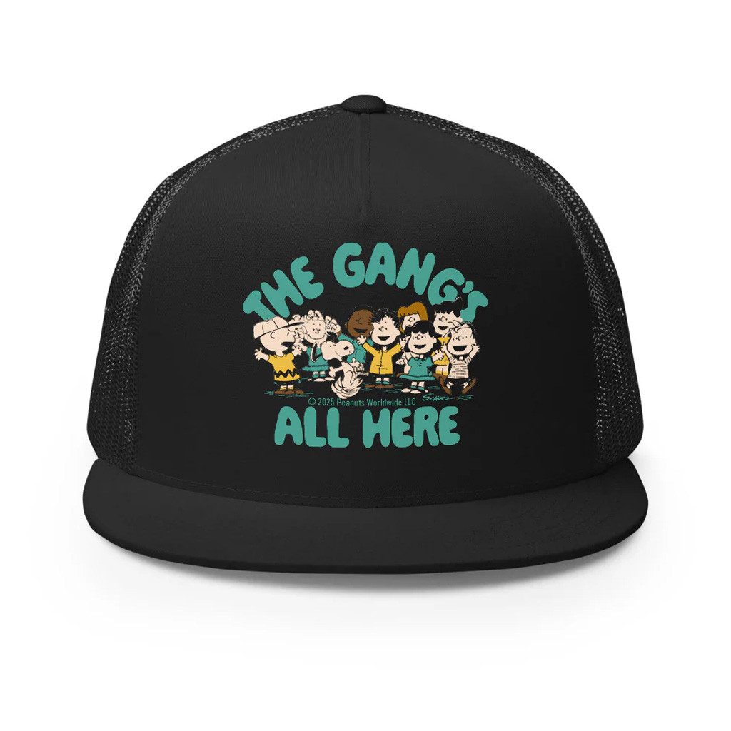 Peanuts Merch Peanuts Trucker Snapback Hat The Gang's All Here Hat Gifts For Friends