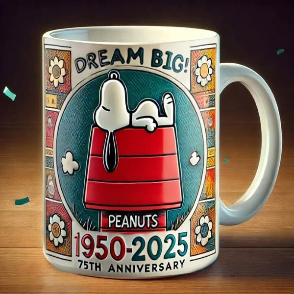 Peanuts Snoopy Dream Big 1950 2025 75Th Anniversary Mug Cute Snoopy Gifts Merchandise