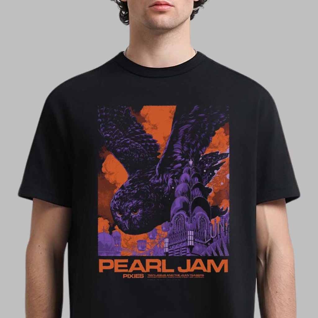 Pearl Jam Merch Event Poster For Sydney Australia Night 2 At Engie Stadium On November 23 2024 The Owl Art By Ken Taylor T-Shirt Fan Clothing Pearl Jam Merch Event Poster For Sydney Australia Night 2 At Engie Stadium On November 23 2024 The Owl Art By Ken Taylor T-Shirt Fan Clothing