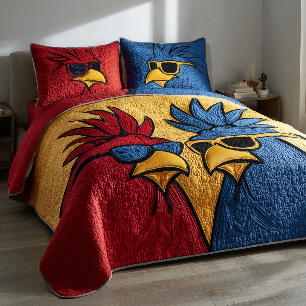 Peck And Slay Quilted Bedding Set Bed Room Decoration Animal Lovers Presents