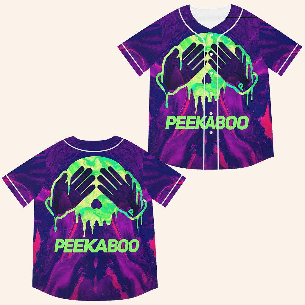 Peekaboo Baseball Jersey Purple EDM EDC Jersey Peekaboo Merch Presents For Music Lovers