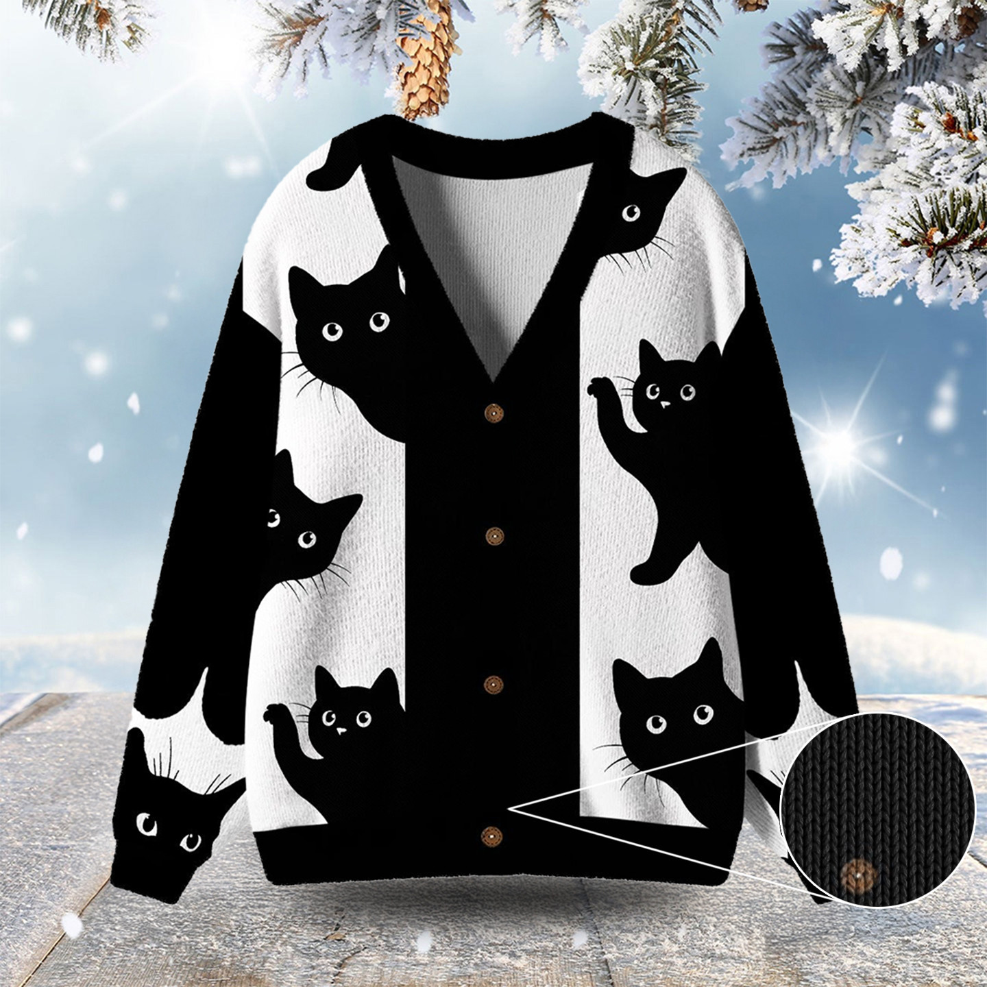 Peekaboo Cats Ugly Cardigan Sweaters Xmas Party Outfits Gift For Cat Lover