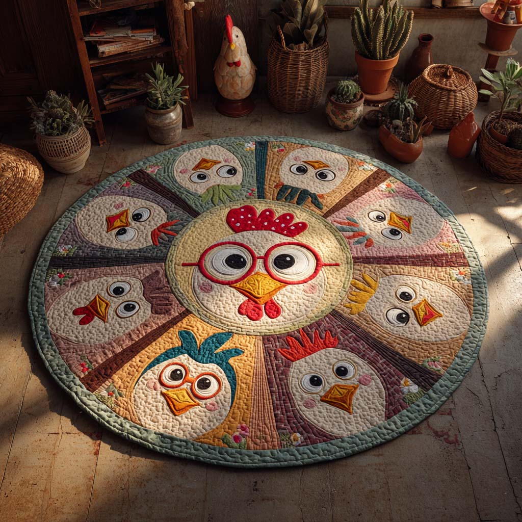 Peep Parade Quilted Round Mat Christmas Entry Way Decor Christmas Present For A Farmer