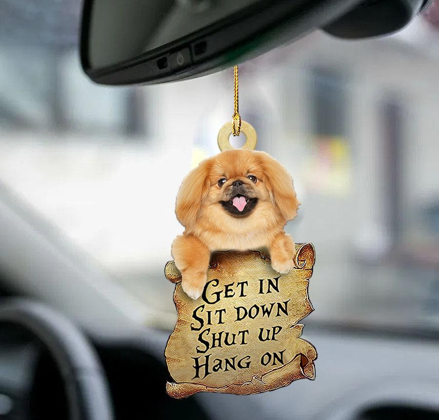 Pekingese get in two sided ornament car hanging interior ornaments