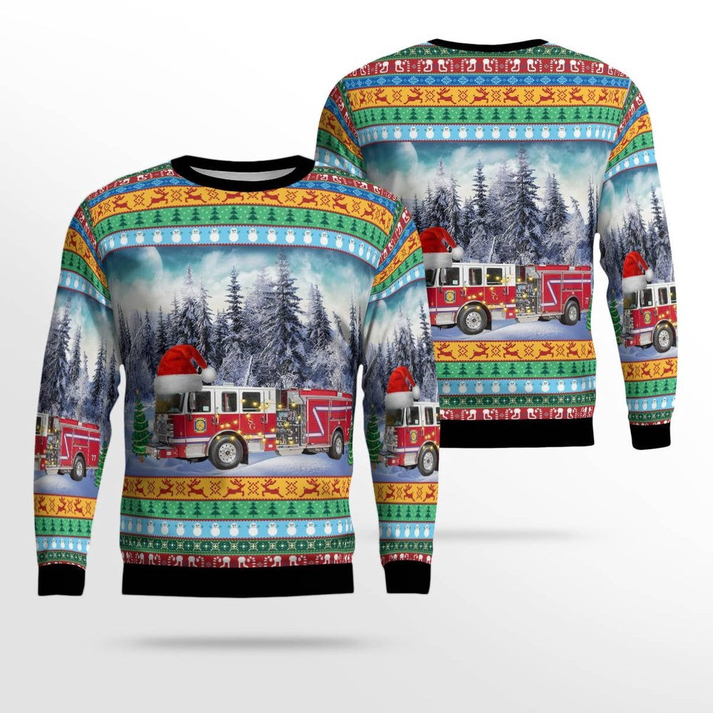 Pelzer South Carolina South Greenville Fire District Christmas AOP Ugly Sweater Christmas Unisex Sweaters Gift For Christmas