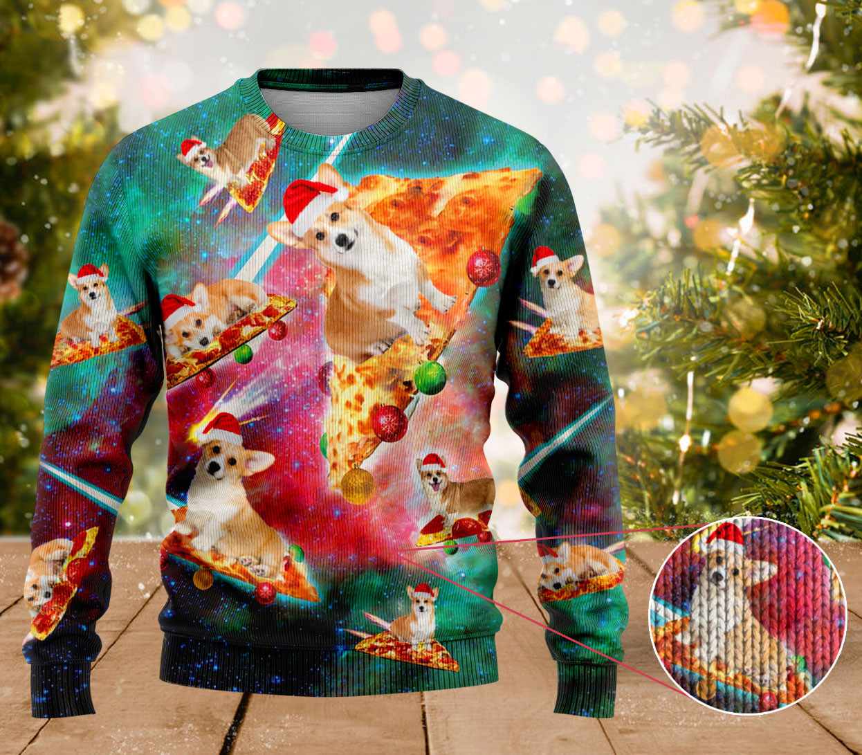 Pembroke Welsh Corgi Dog Pizza Ugly Sweater Cute Sweaters For Christmas Dog Lovers Gifts