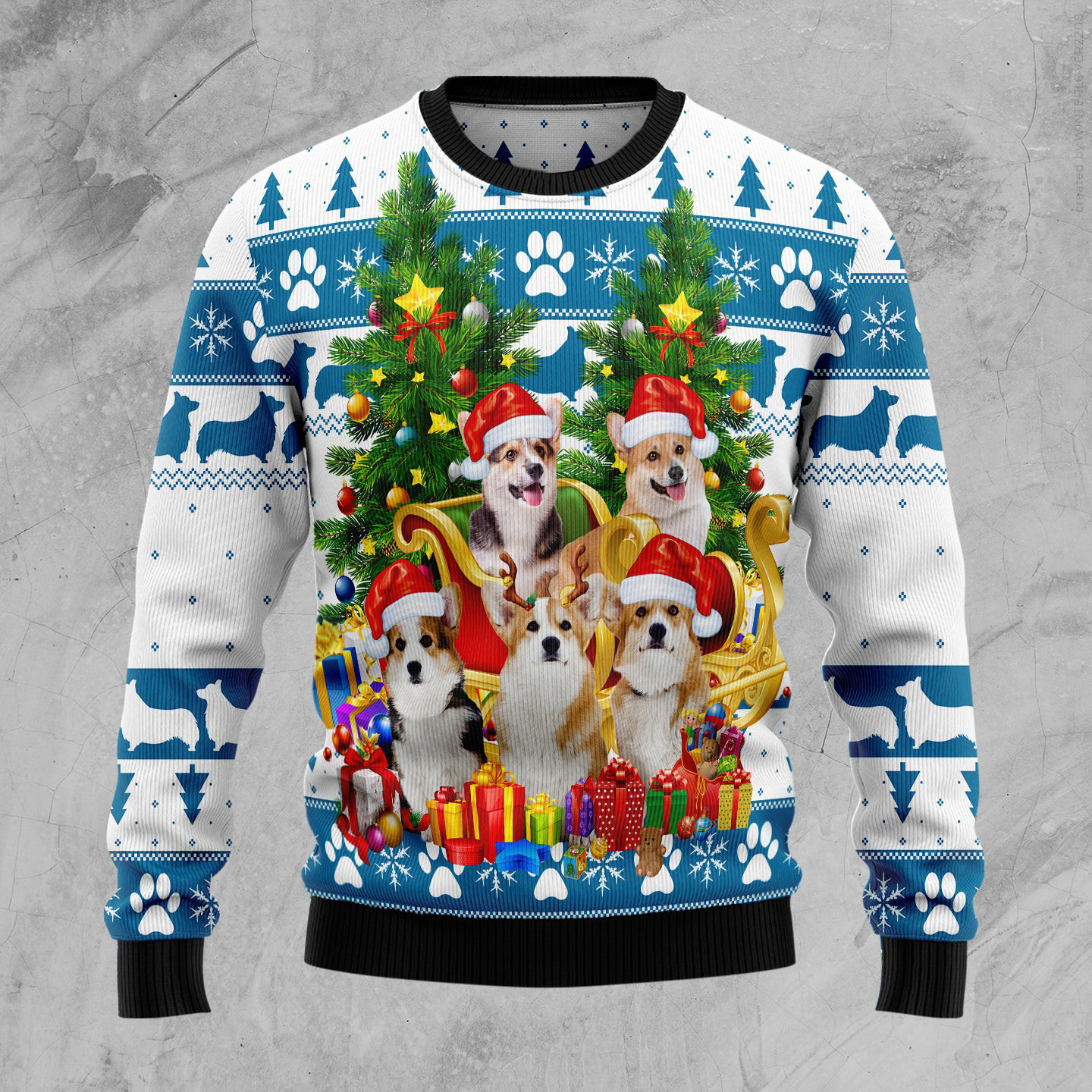 Pembroke Welsh Corgi Greeting Ugly Christmas Sweater Winter Clothing Gifts For Corgi Owners