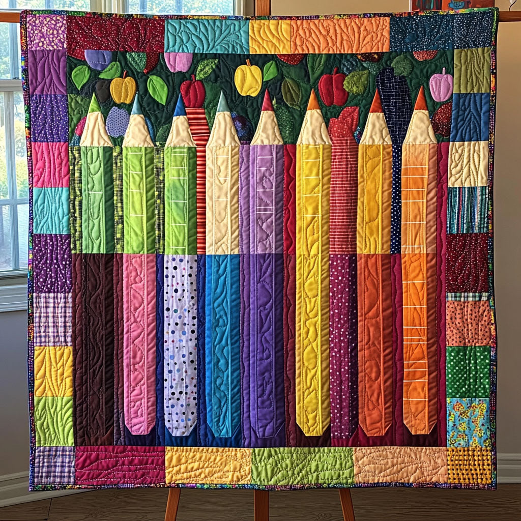 Pencil Power Quilted Blanket Bed Room Decor Back To School Gifts For Staff