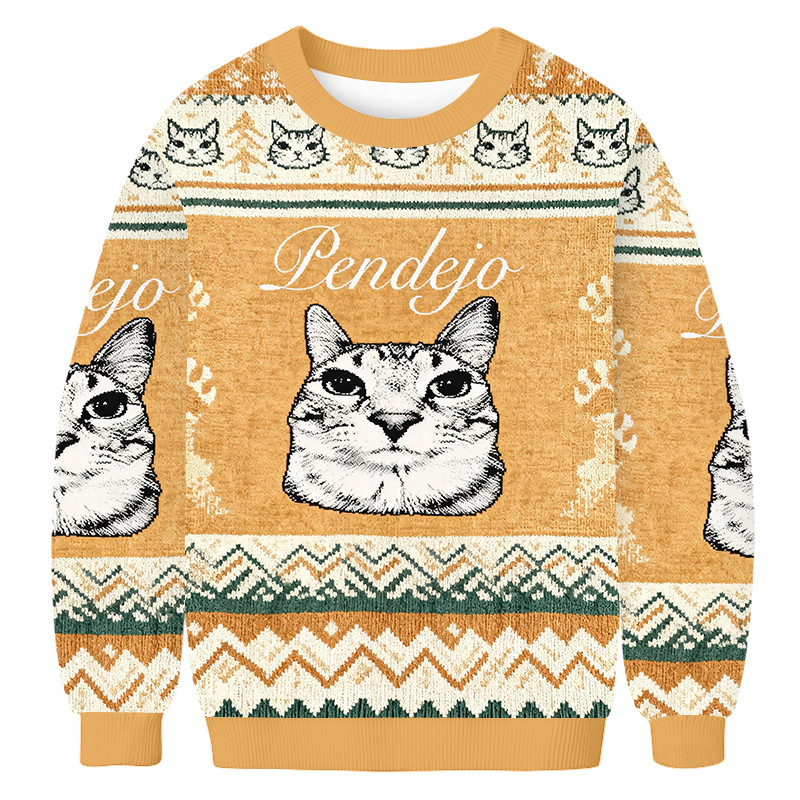Pendejo Cat Ugly Sweater Animal Themed Holiday Clothing Gifts For Cat Enthusiasts
