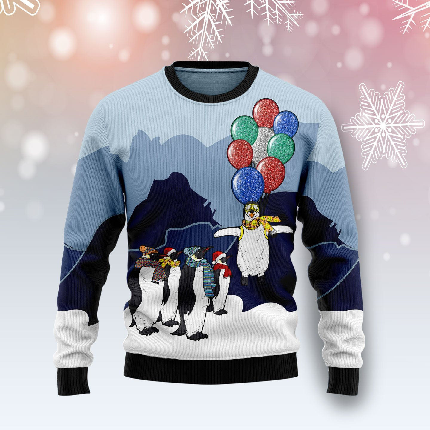 Penguin Christmas Balloon Ugly Christmas Sweater Animal Themed Funny Christmas Sweater Gifts