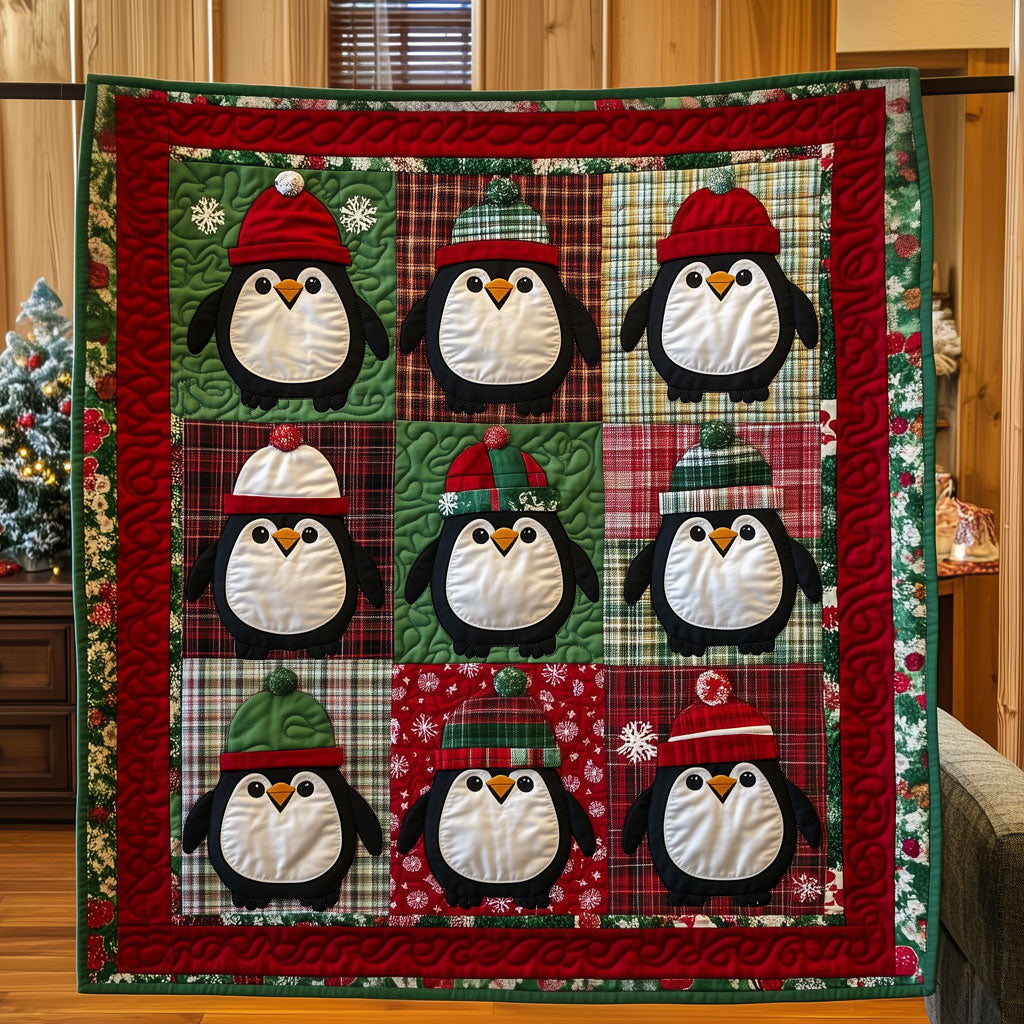 Penguin Christmas Quilt Beautiful Quilt Blanket Gift for Cozy Living