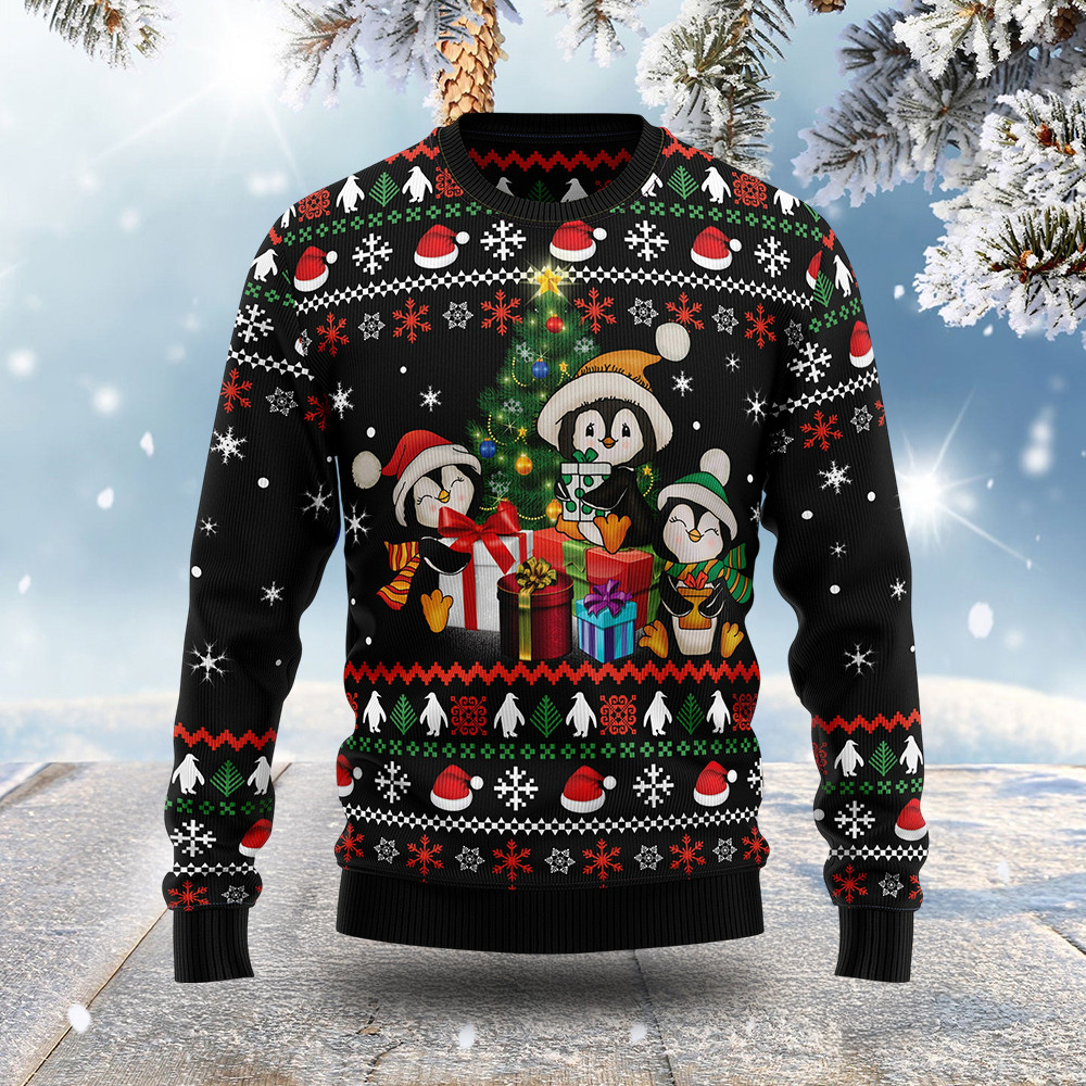Penguin Christmas Tree Funny Ugly Xmas Sweaters Cool Xmas Clothing Gift For Penguin Lover