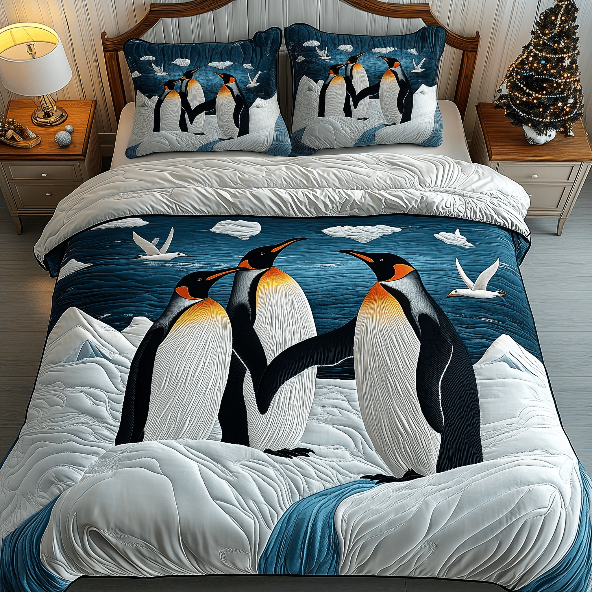 Penguin Frosty Paradise Quilted Bedding Set Penguin Gifts For Him