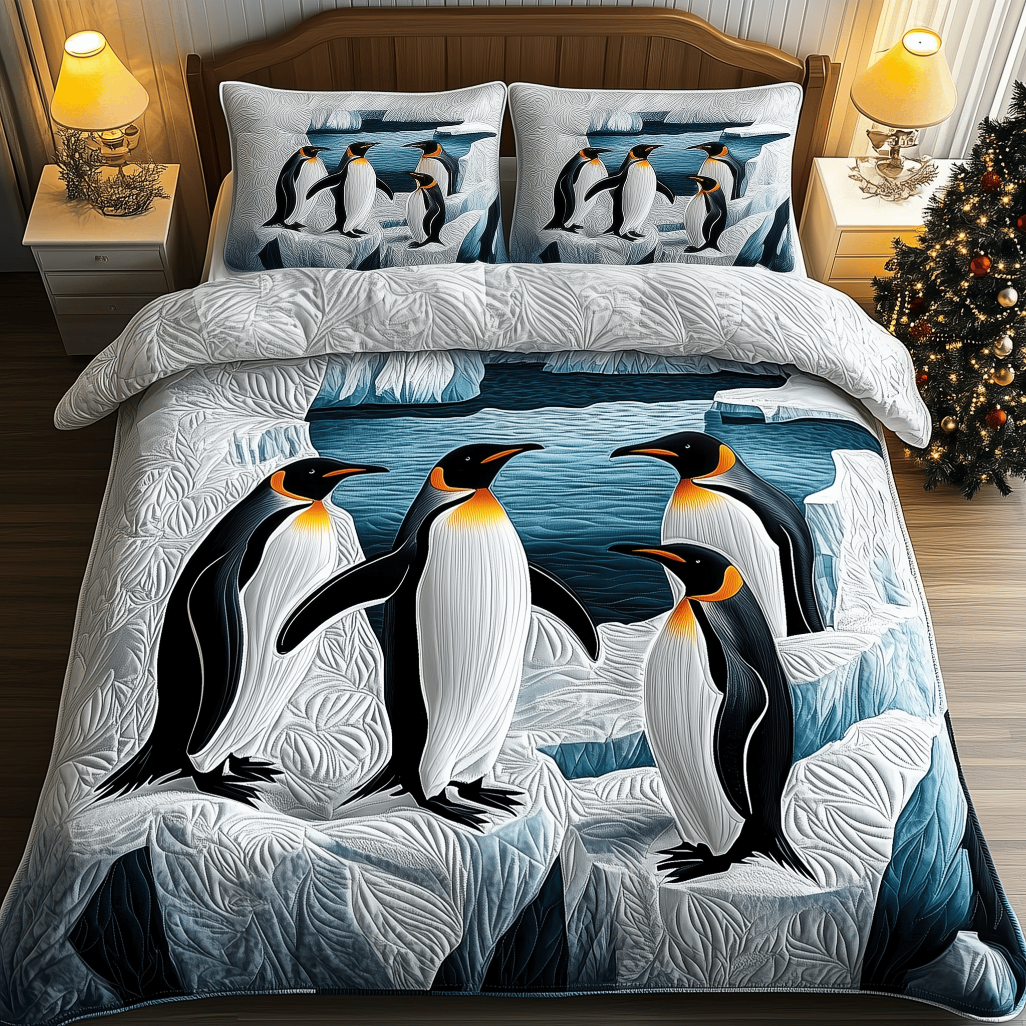 Penguin Frosty Paradise Quilted Bedding Set Penguin Presents For Her