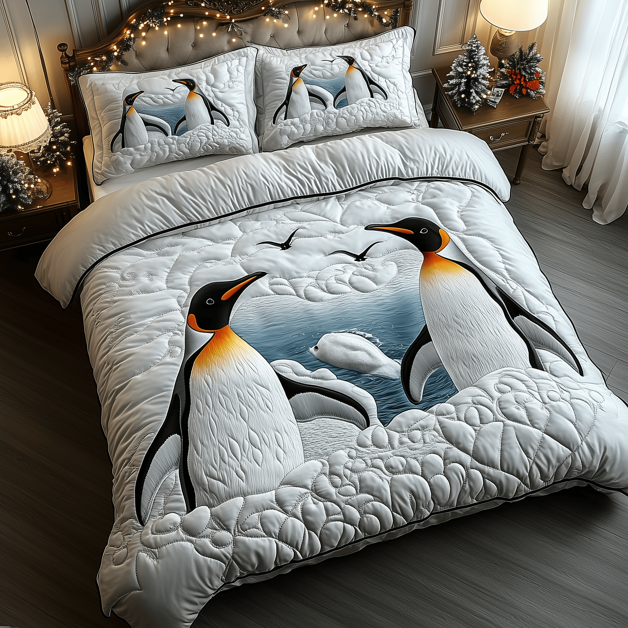 Penguin Frosty Paradise Quilted Bedding Set Penguin Theme Gifts
