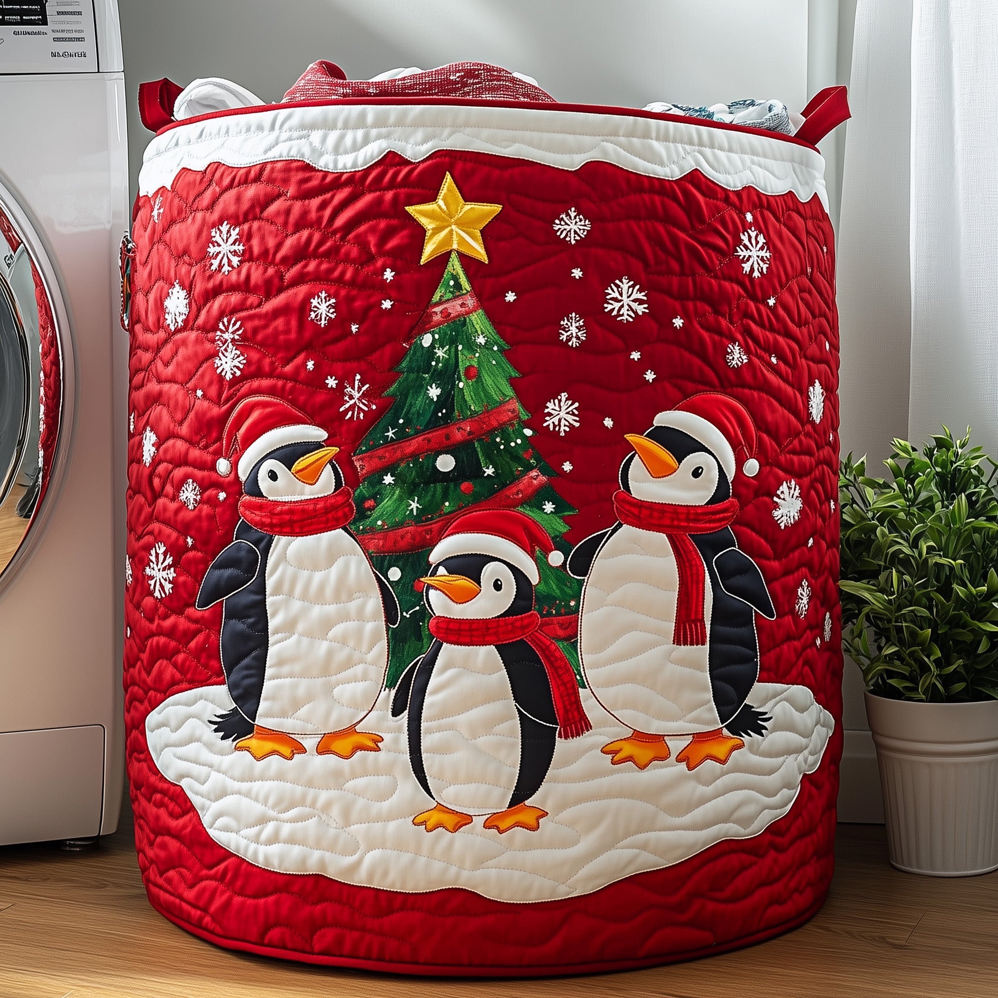 Penguin Heaven Quilted Laundry Basket Anniversary Merch Gift